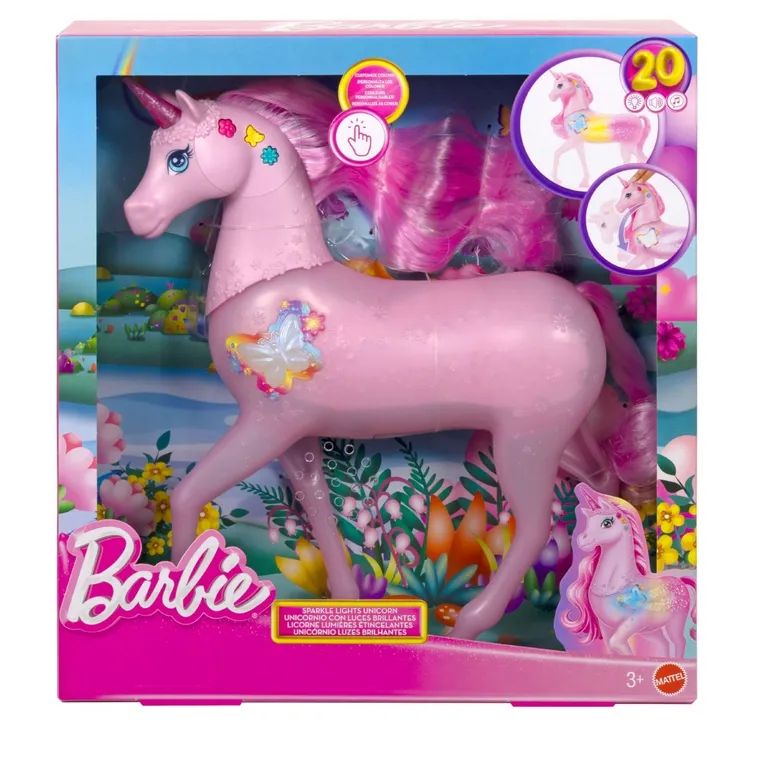 Barbie, Sparkle Lights Unicorn, jucarie interativa