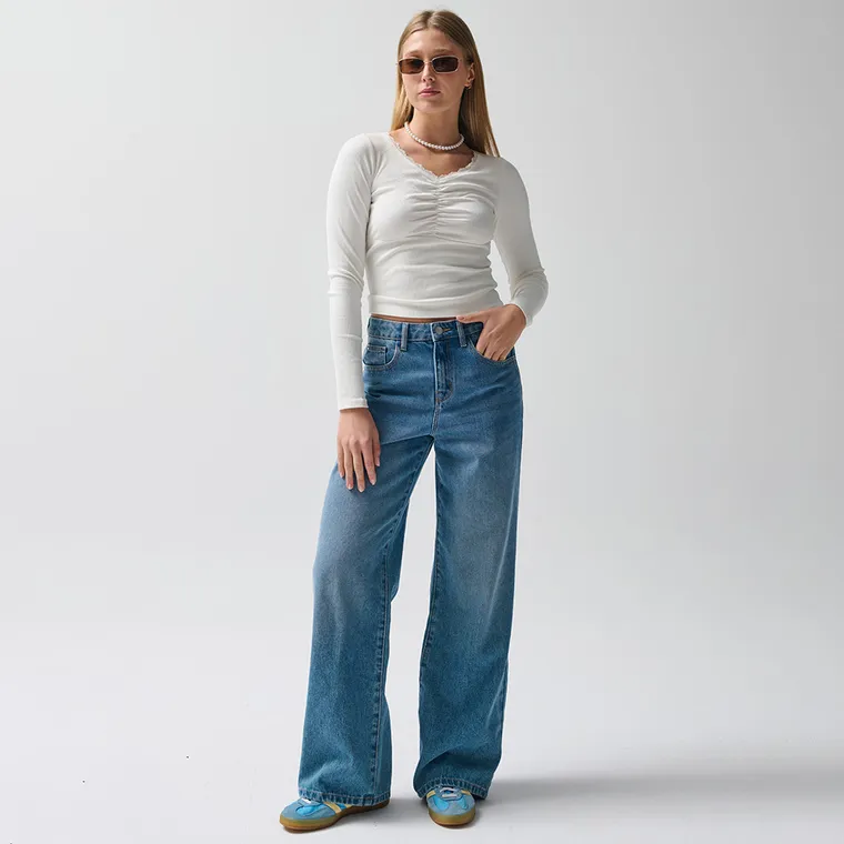 Bluza ecru reiata cu dantela NOWEAR