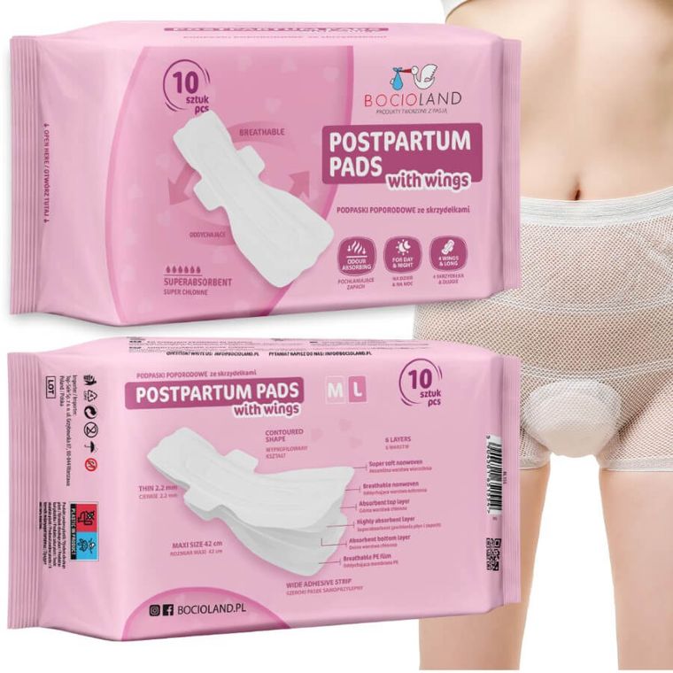 Bocioland, tampoane postnatale, super absorbante pentru zi si noapte, 10 buc.