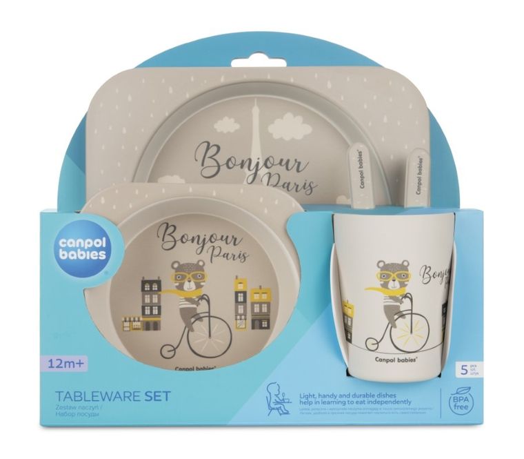 Canpol babies, Bonjour Paris, set de vase cu cana, bej