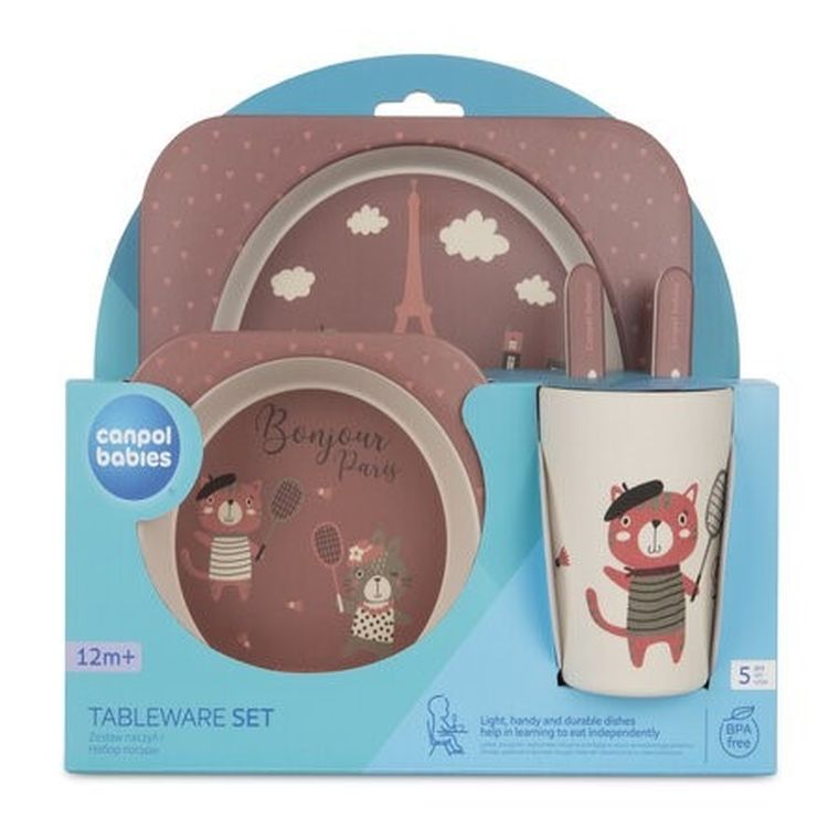 Canpol babies, Bonjour Paris, set de vase cu cana, visiniu