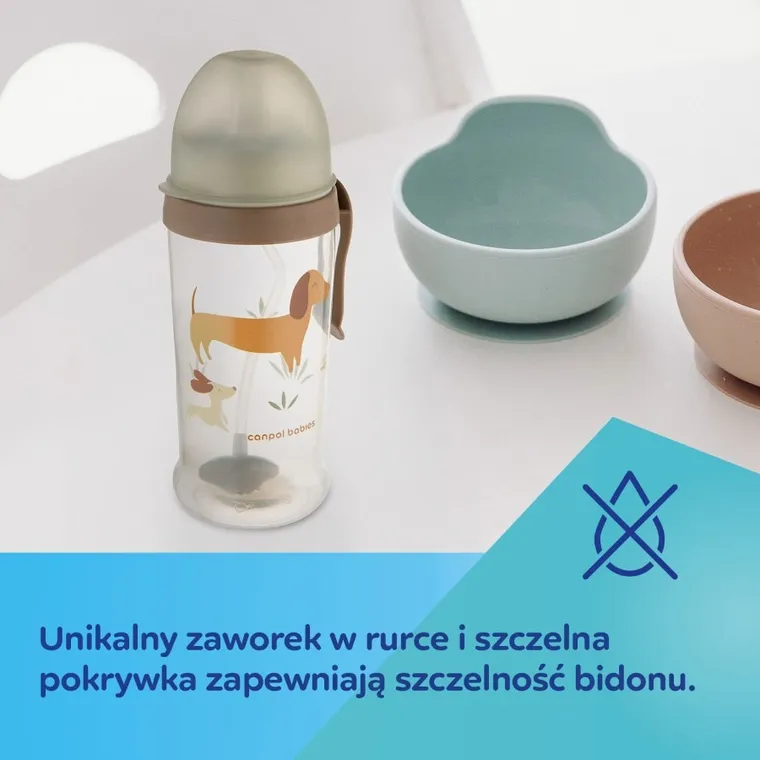 Canpol babies, Catelusi, sticla anti-varsare si pai cu greutate, 350 ml