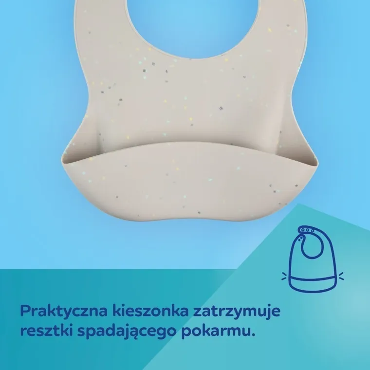 Canpol babies, Dots, baveta din silicon cu buzunar, bej