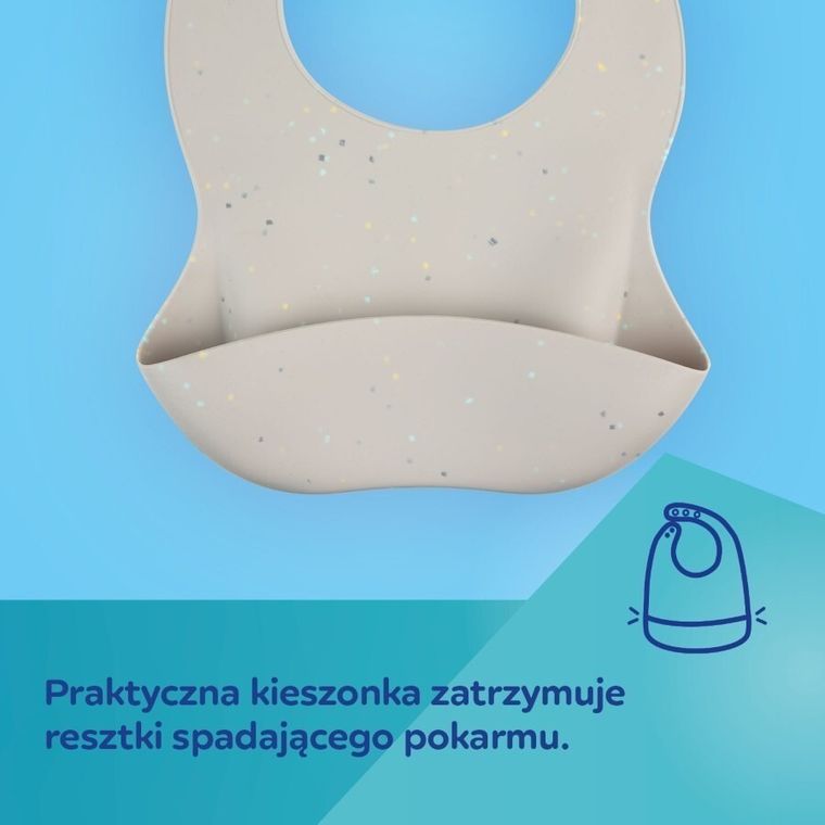 Canpol babies, Dots, baveta din silicon cu buzunar, galben