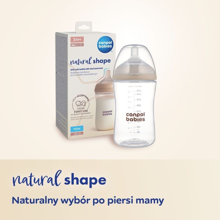 Canpol babies, Natural Shape, tetina doua zone anti-colic, 12 luni+, 2 buc.