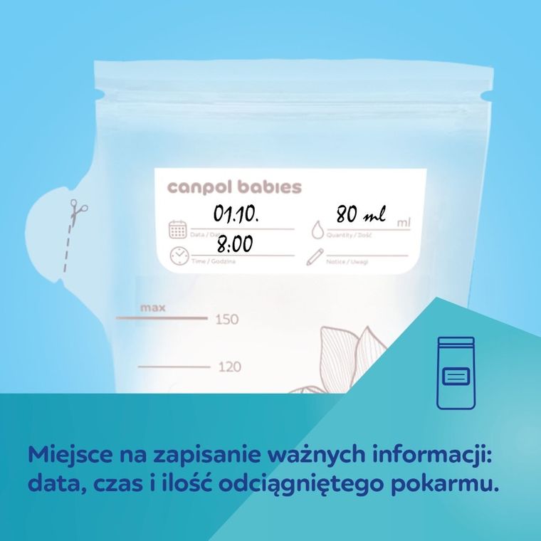 Canpol babies, pungi pentru stocarea laptelui matern, 150 ml, 2-25 buc.
