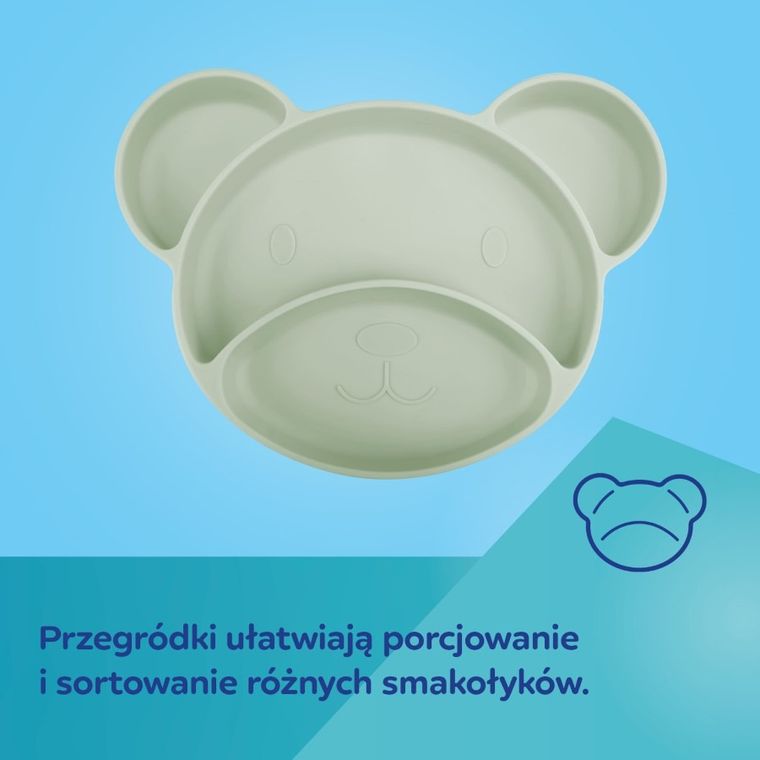 Canpol babies, Ursulet, farfurie din silicon cu ventuza, verde