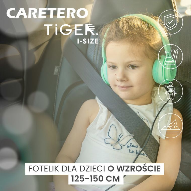 Caretero, Tiger i-Size, scaun auto, negru, 125-150 cm