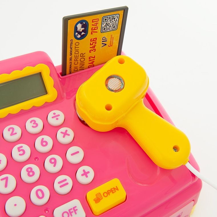 Casa de marcat cu accesorii, lumini si sunete, roz