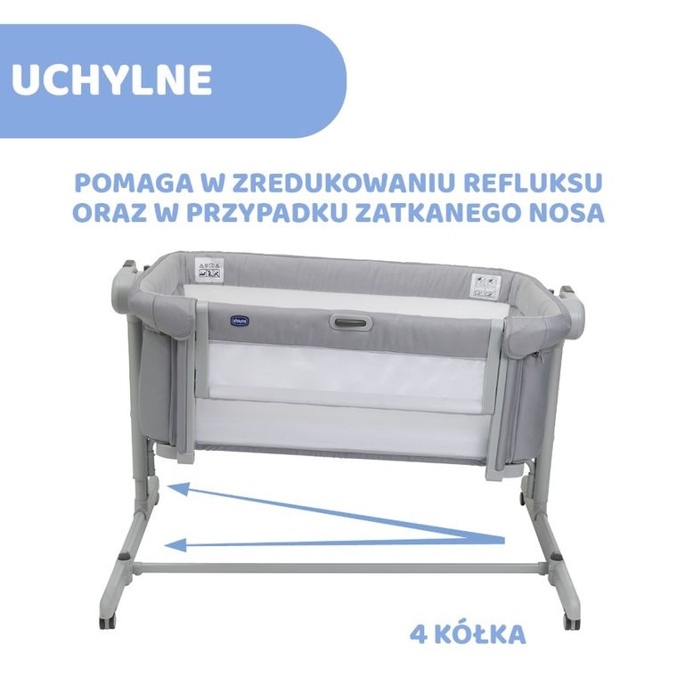 Chicco, Co-Sleeping Next2me, Magic Evo, patut atasabil, Grey Mist