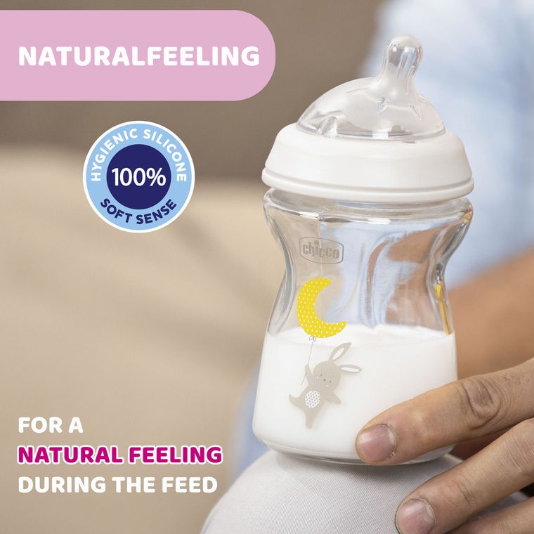 Chicco, NaturalFeeling, sticla anti-colic, debit lent, 0 luni+, 250 ml
