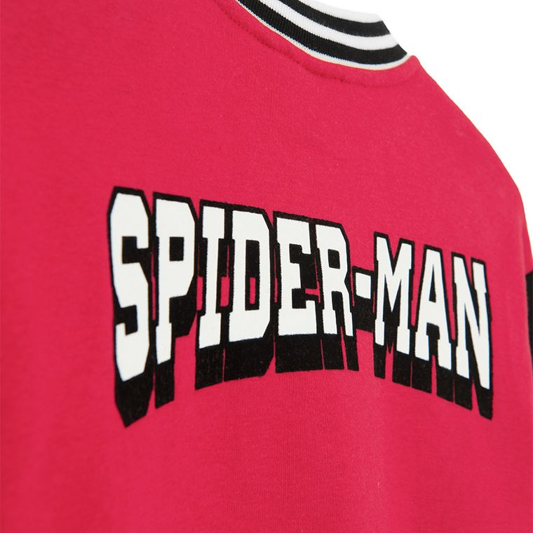 Cool Club, Bluza bejsbolówka chłopięca, cu capse, rosu, imprimeu Spider-Man