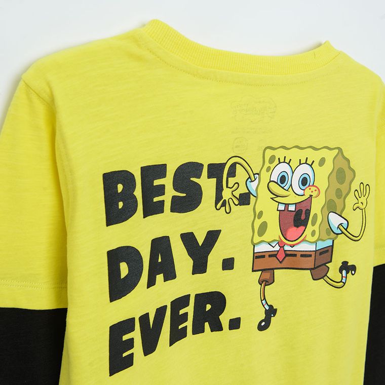 Cool Club, Bluza cu maneca lunga pentru baieti, galben-negru, imprimeu SpongeBob