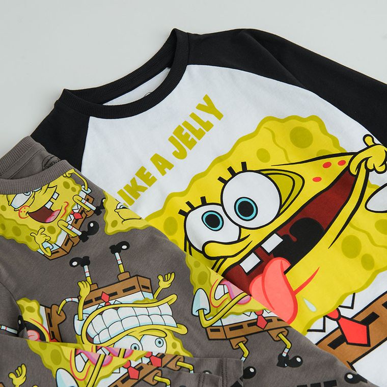 Cool Club, Bluza cu maneca lunga pentru baieti, mix, imprimeu SpongeBob, set, 2 buc.