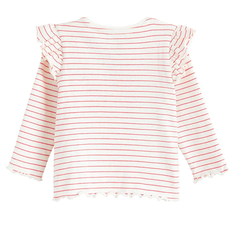 Cool Club, Bluza cu maneca lunga pentru fete, din tricot striat, alb