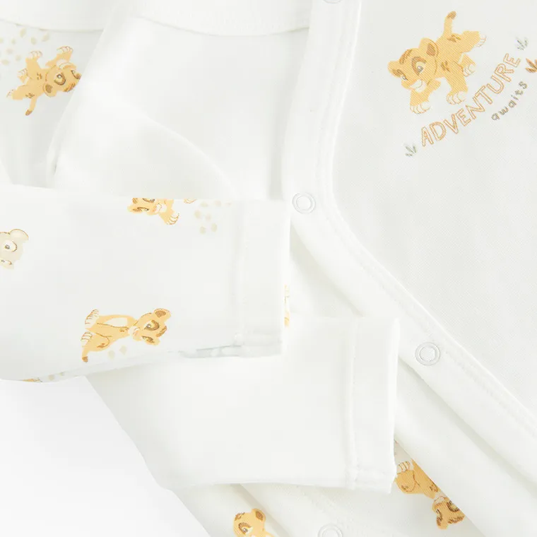 Cool Club, Body cu maneca lunga pentru baieti, alb, imprimeu Lion King, set, 2 buc.