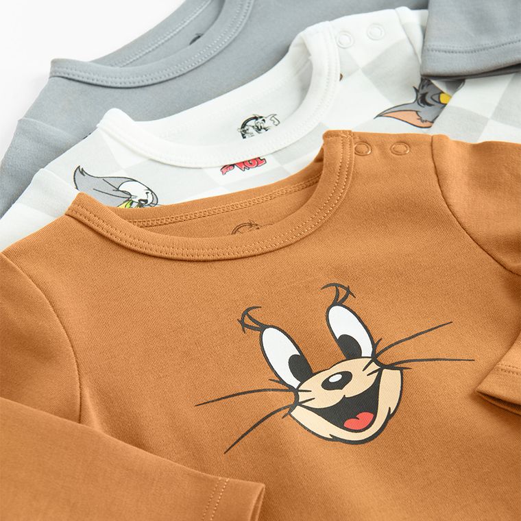 Cool Club, Body cu maneca lunga pentru baieti, mix, imprimeu Tom & Jerry, set, 3 buc.