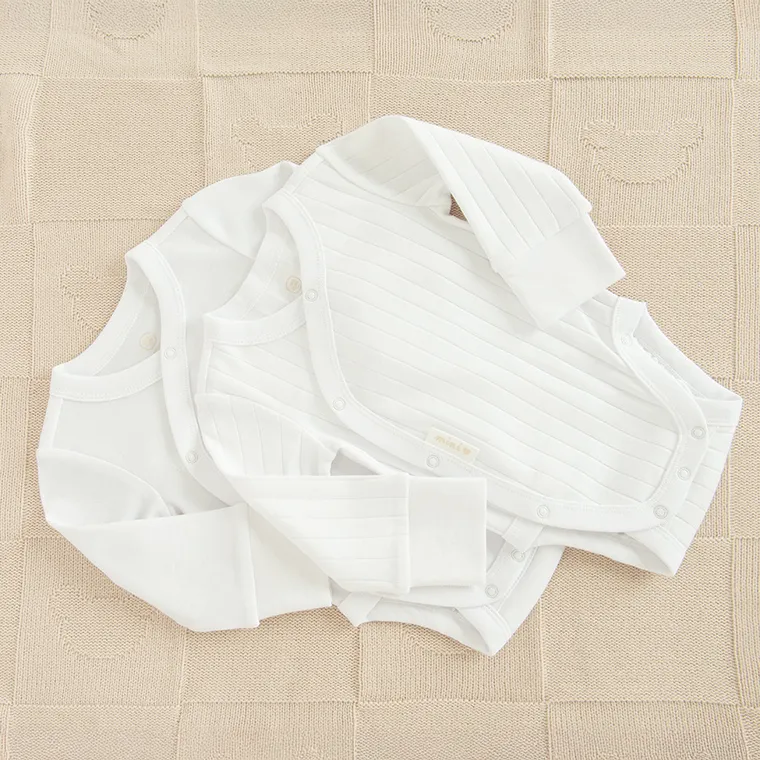 Cool Club, Body cu maneca lunga pentru bebelusi, bumbac organic, alb, set, 2 buc.
