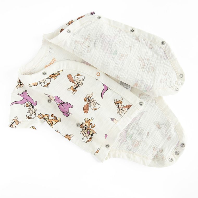 Cool Club, Body cu maneca scurta pentru bebelusi, mix, imprimeu The Flintstones, set, 2 buc.