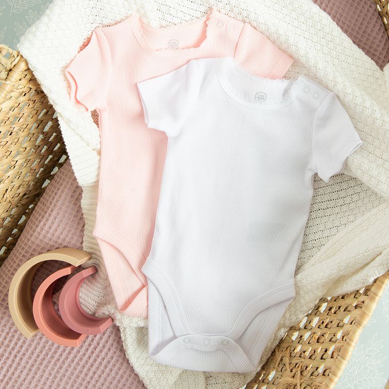 Cool Club, Body cu maneca scurta pentru fete, alb, roz, set, 2 buc.