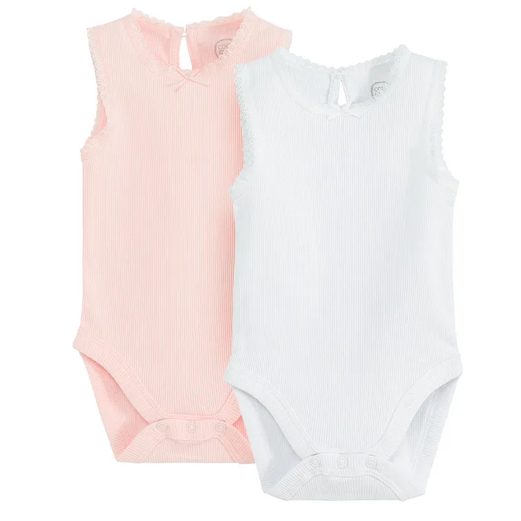 Cool Club, Body fara maneci pentru fete, roz, alb, set, 2 buc.