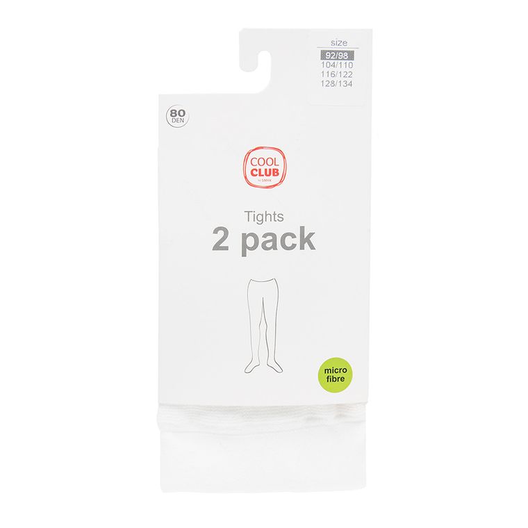 Cool Club, Dresuri pentru fete, alb, mikrofibra, 80 DEN, set, 2 buc.