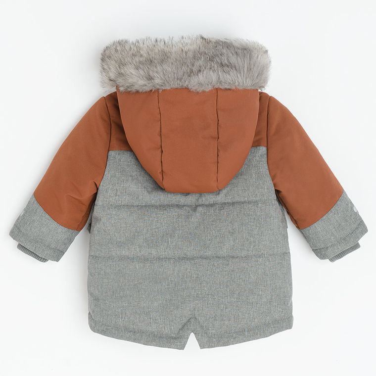 Cool Club, Geaca cu gluga pentru baieti, calduroasa, gri-maro