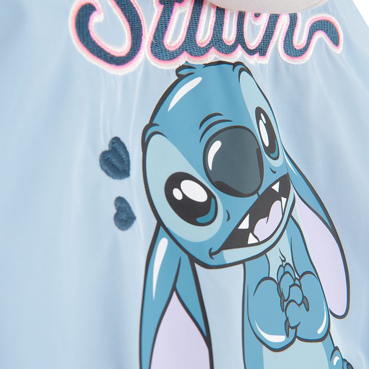 Cool Club, Geaca de baseball cu gluga pentru fete, albastru, imprimeu Lilo si Stitch