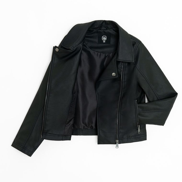 Cool Club, Geaca de motociclist din piele ecologica, pentru fete, negru