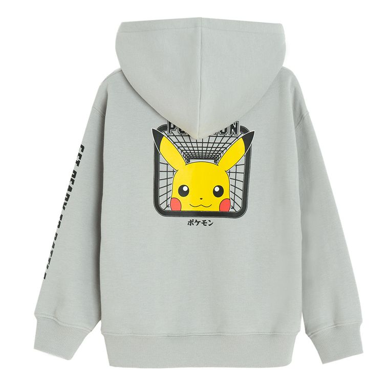 Cool Club, Hanorac cu gluga pentru baieti, cu fermoar, gri, imprimeu Pokemon