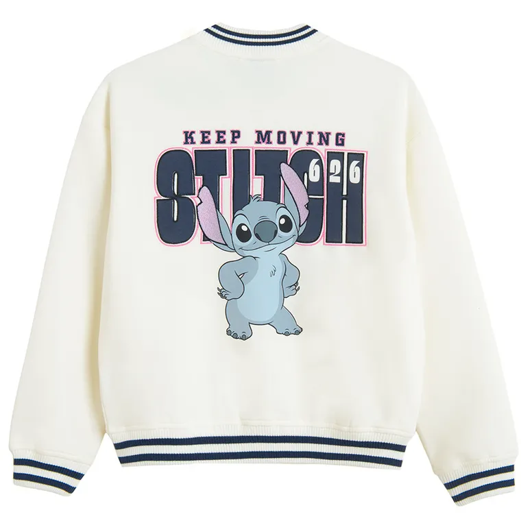Cool Club, Hanorac cu gluga pentru fete, cu capse, alb, imprimeu Lilo si Stitch