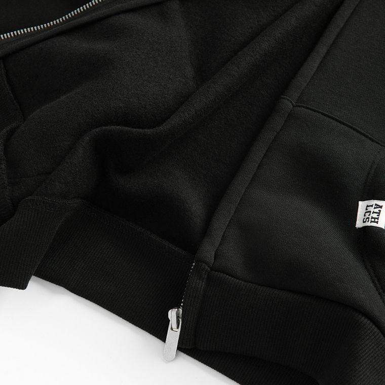 Cool Club, Hanorac cu gluga pentru fete, cu fermoar, crop top, negru