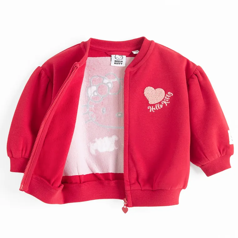 Cool Club, Hanorac pentru fete, cu fermoar, rosu, imprimeu Hello Kitty