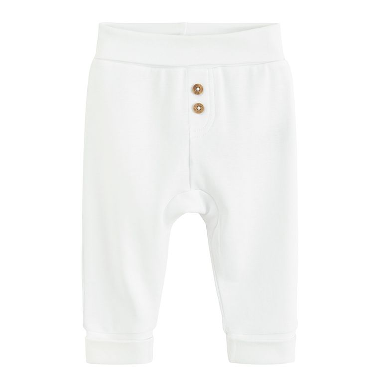 Cool Club, Pantaloni pentru bebelusi, bumbac organic, alb, set, 2 buc.