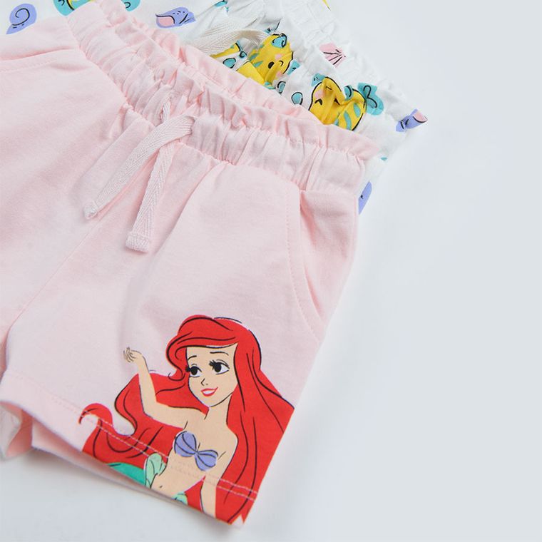 Cool Club, Pantaloni scurti pentru fete, alb, roz, imprimeu Disney Princess, set, 2 buc.