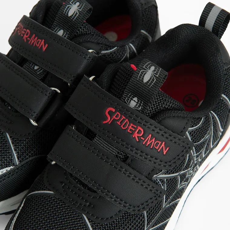 Cool Club, Pantofi sport pentru baieti, negru, talpa cu leduri, imprimeu Spider-Man