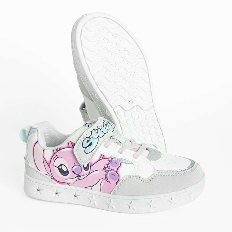Cool Club, Pantofi sport pentru fete, alb, talpa cu leduri, imprimeu Lilo si Stitch