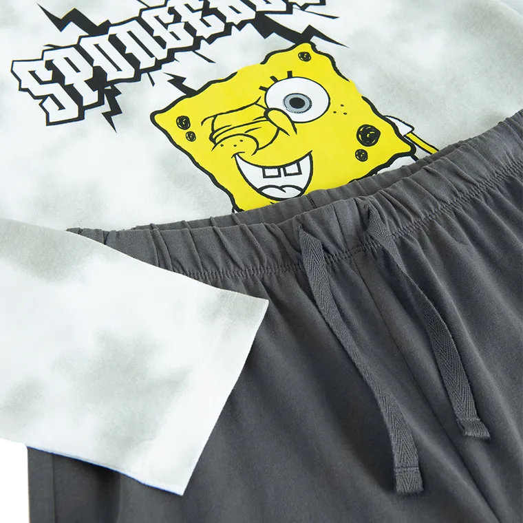 Cool Club, Pijama pentru baieti, gri, imprimeu SpongeBob