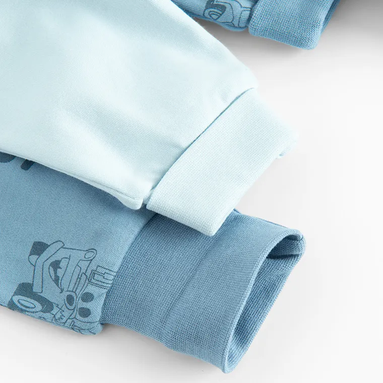 Cool Club, Pijama tip salopeta pentru baieti, albastru, imprimeu Cars, set, 2 buc.