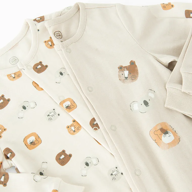 Cool Club, Pijama tip salopeta pentru baieti, bej, set, 2 buc.