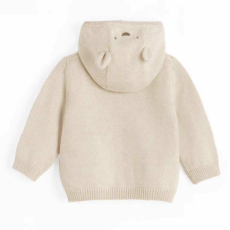 Cool Club, Pulover cu gluga pentru baieti, cu nasturi, bej