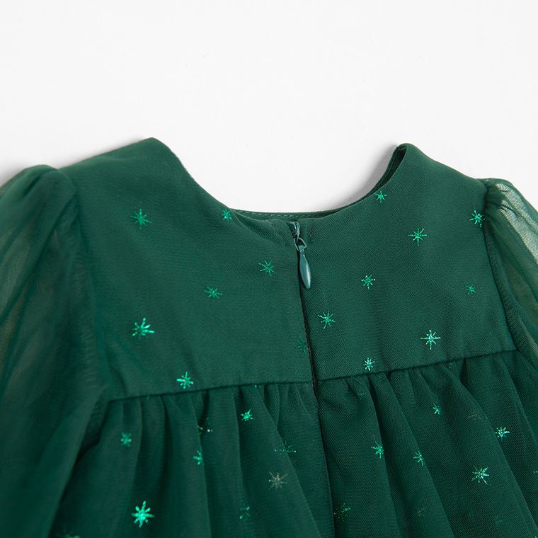 Cool Club, Rochie cu maneca lunga pentru fete, verde inchis