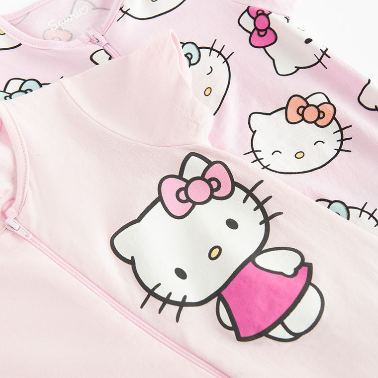 Cool Club, Salopeta rompers pentru fete, roz, imprimeu Hello Kitty, set, 2 buc.