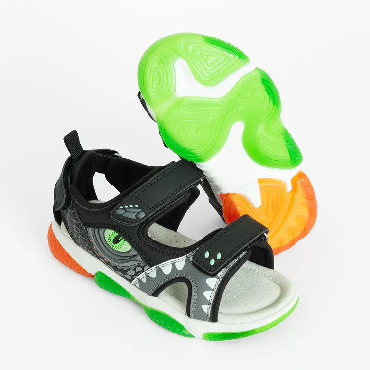 Cool Club, Sandale pentru baieti, negru, talpa cu leduri