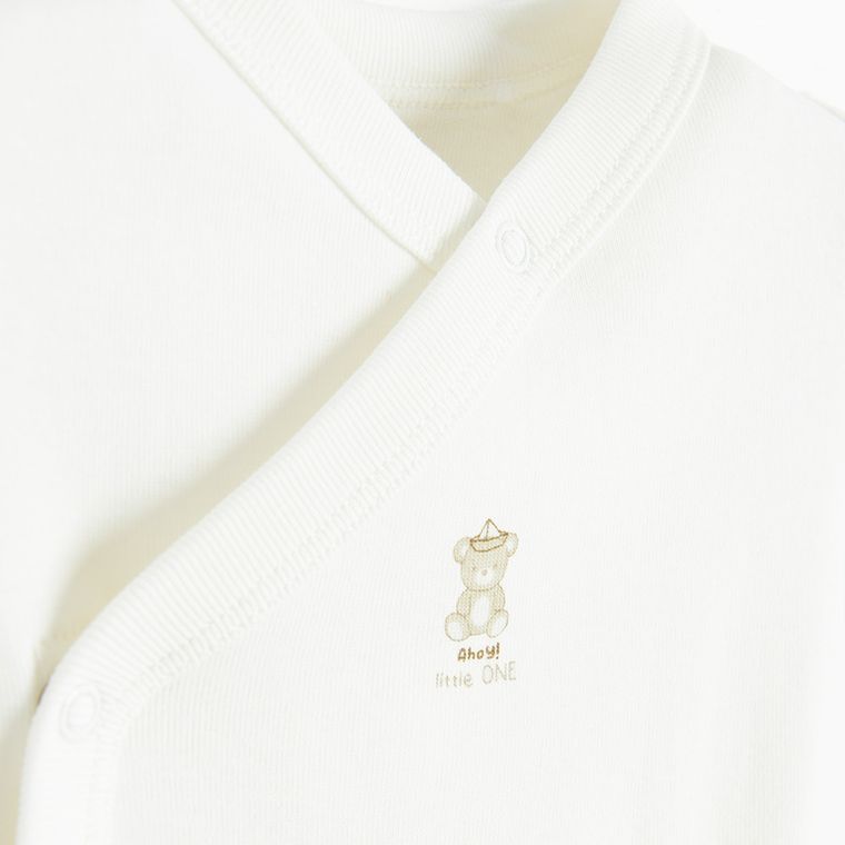 Cool Club, Set pentru baieti, Body cu maneca scurta, Pantaloni fara botosei, Caciula, alb