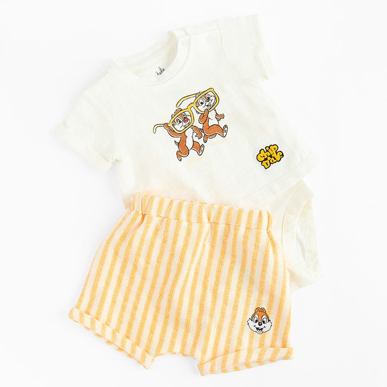 Cool Club, Set pentru baieti, Body cu maneca scurta, Pantaloni scurti, mix, imprimeu Chip si Dale