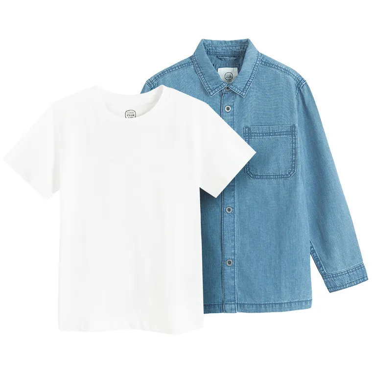 Cool Club, Set pentru baieti, Camasa cu maneca lunga, Tricou, mix