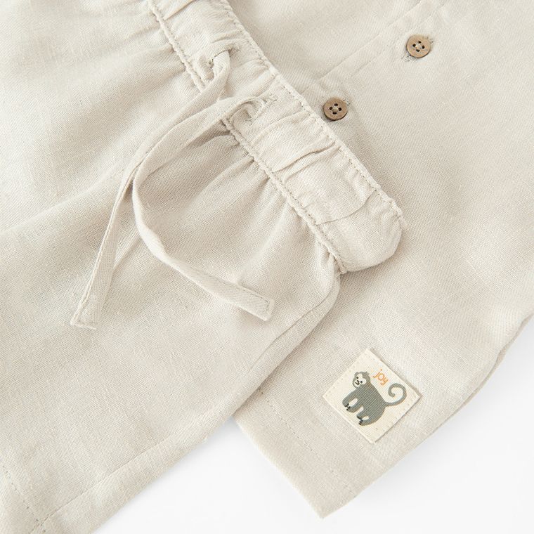 Cool Club, Set pentru baieti cu in, Camasa cu maneca scurta, Pantaloni scurti, bej