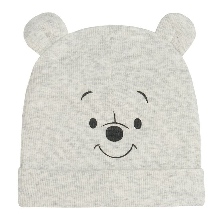 Cool Club, Set pentru baieti, Pijama tip salopeta, Caciula, gri-galben, imprimeu Winnie the Pooh