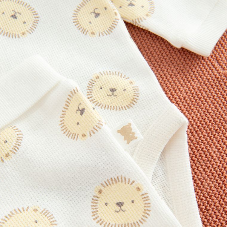 Cool Club, Set pentru bebelusi, Body cu maneca lunga, Pantaloni, din tricot striat, alb